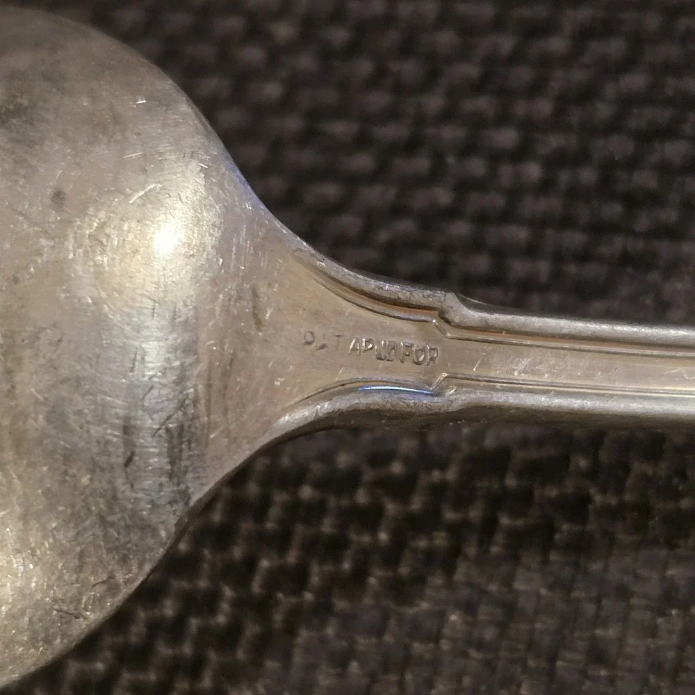X6 Oneida GRECIAN Silverplate Long Spoon 1881 Rogers Greek Key Flatware 7 3/4